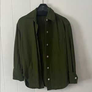 Vince Olive Button-Up Shirt Jacket